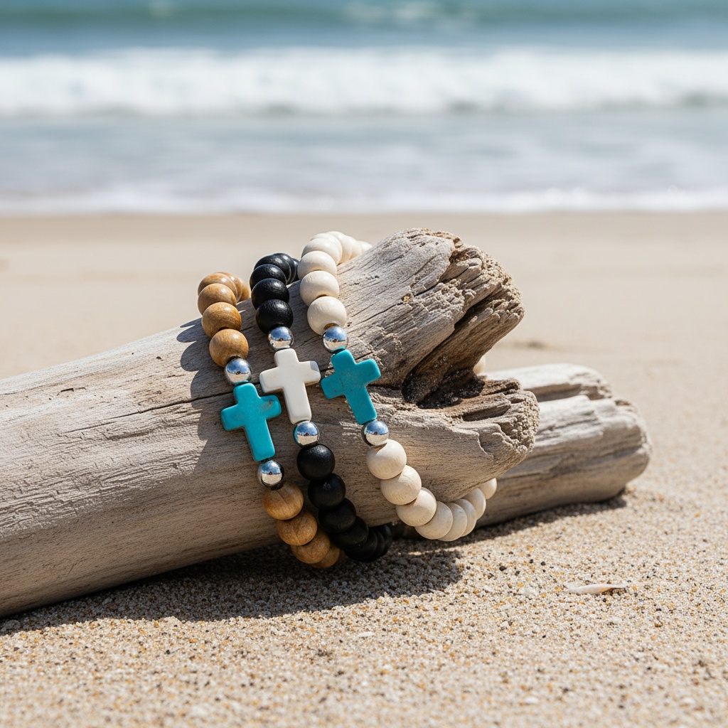 8pc Bohemian Colorful Patterned Wooden Bead Stackable Bracelet Set